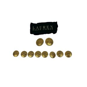 Lauren Ralph Lauren Goldtone Shield Replacement Blazer Buttons Lot 10 / 8 Cuff